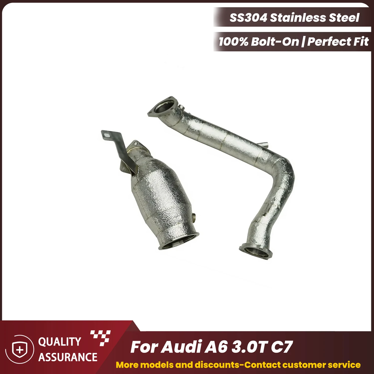 

ECCF Sports Downpipe With Heat Shield For Audi A6 3.0T C7 Aggressive Exhaust Sound High Flow Performance Upgrade