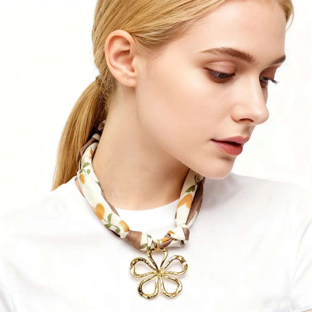 Cutie Bandana Scarf Necklace With Giant Heart, Cross, Sun, Star as a Centerpiece Statement Jewelry Daily Wear For Women Girls