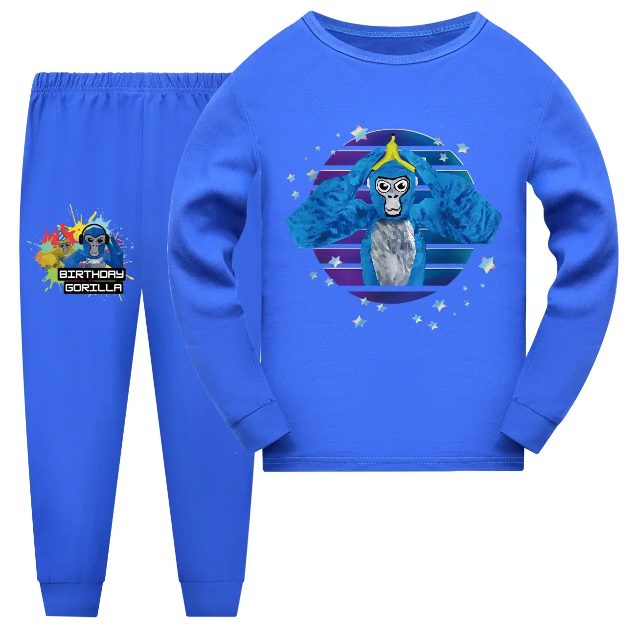 Video Game Gorilla Tag Clothes Kids Cartoon Monkey Pyjamas Toddler Girls Long Sleeve Tops+pants 2pcs Sets Boys Leisure Sleepwear