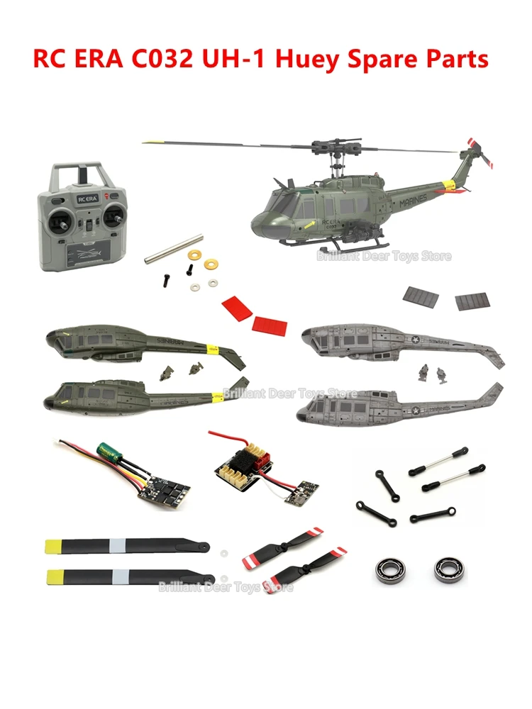 Pièces de rechange et accessoires pour hélicoptère RC ERA C032 UH-1, coque de carrosserie, lame principale, engrenage moteur, servo, liaison lumineuse, etc.