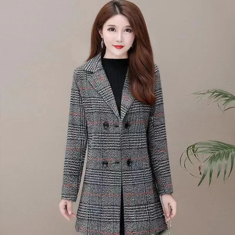 Autumn Winter Clothes Woolen Jacket Women Middle-Aged Female Woolen Coat Mid-Length Windbreaker Thick Winter Clothes Lady M302