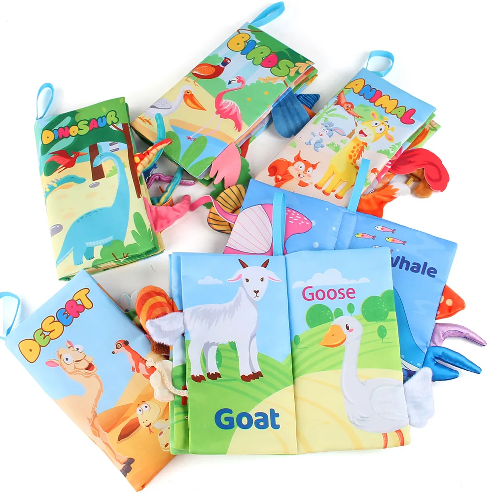 Baby Doek Boeken Kinderen Verlichting Vroeg Educatief Speelgoed Dier Cognitief Boek Met Klappapier Voor Peuters 0-36 Maanden