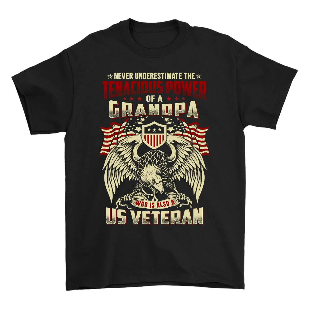 To My Grandpa T-shirt Gift Power Of A Grandpa Who Is Also A US Veteran Tee Shirt Y2K tops Unisex Summer Short Sleeve