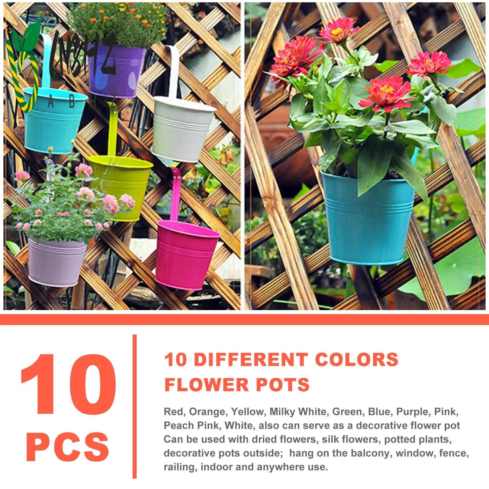 

ABHZ-10 Piece 13Cm Balcony Pot Flower Pot Hanging Pot Balcony Garden Pots Wall Planter With Mini Tool