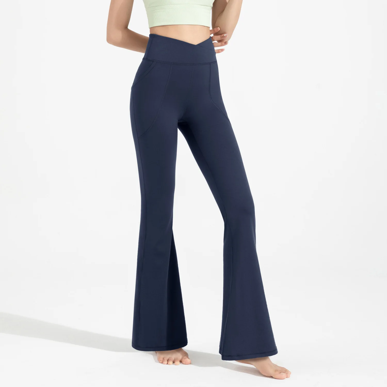 Women High Waist Butt Lifting Flared Yoga Pants Antibacterial Soft  Sports Trousers Stretch Workout Wide Leg Fitness Pants