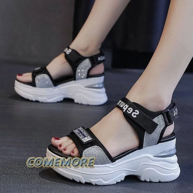 Platform Sports Sandals for Women Summer 2024 Fashion Casual Ladies Shoes Wedge Heel Soft Sole Beach Fish Mouth Student Non-slip