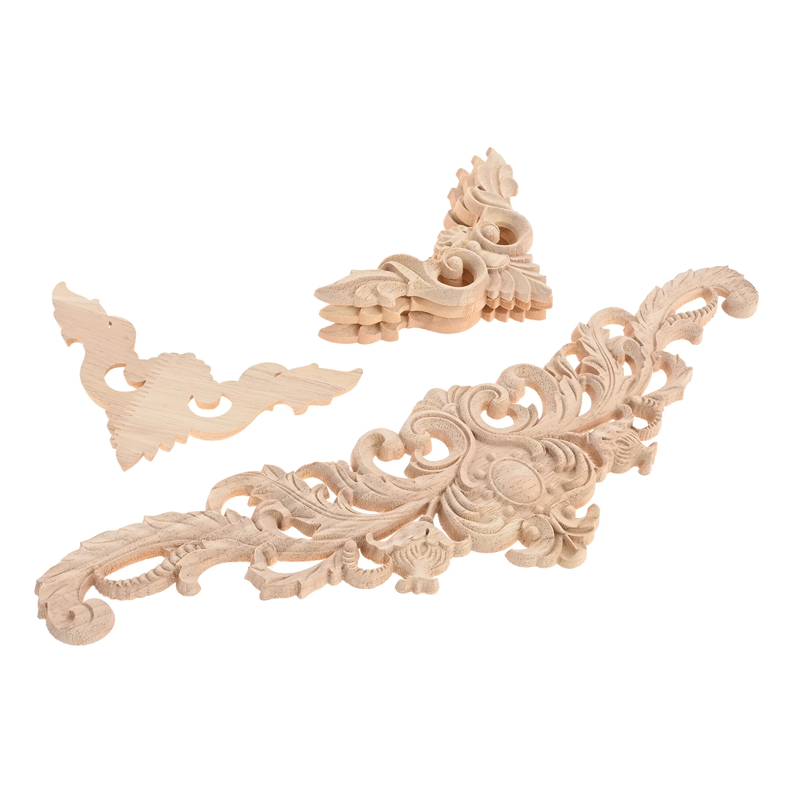 5pcs/1kit Wooden Decals Corner Appliques Cut Carved Flower Strip European Style Branch Decor Cabinet Door Wall Fireplace Bed - view 5