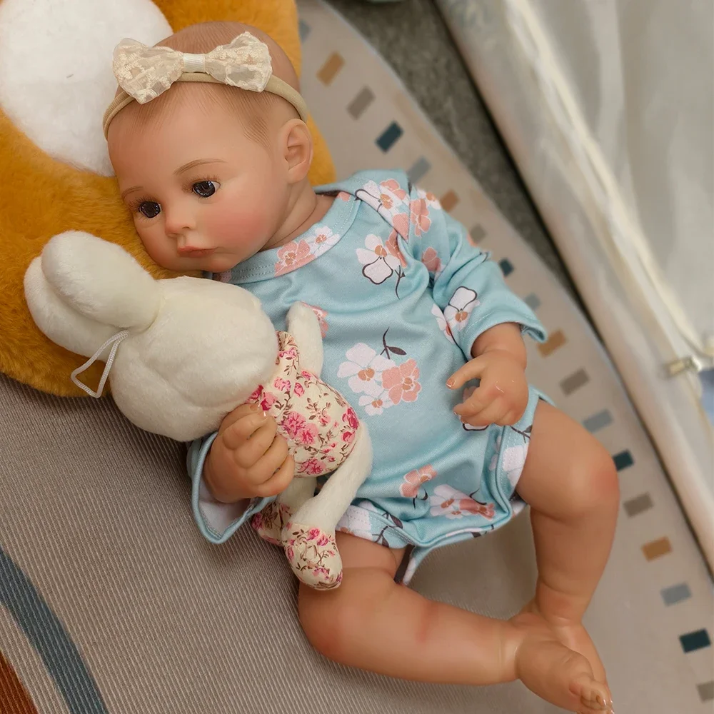 Muñeca Reborn de niña de vinilo de silicona suave de cuerpo completo de 48cm con pelo realista pintado juguetes Reborn