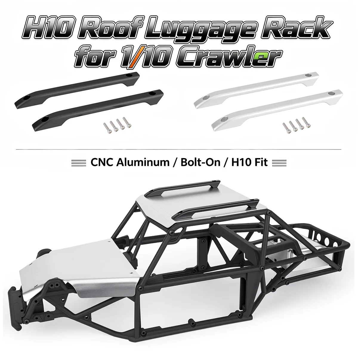 H10 Roof Luggage Rack for 1/10 RC Crawler, CNC Aluminum Fit for H10 Cage, Simulation Decoration Accessory