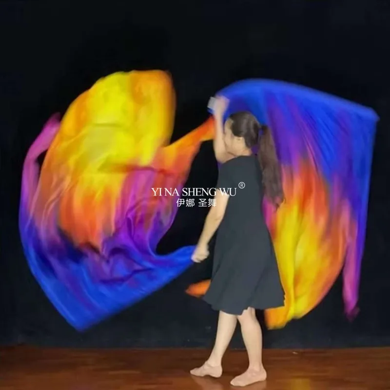 New Praise Flag Dance Stage Performance Accessories Props Gradient Praise Flag Belly Dance Worship Church Dance Flag With Stick
