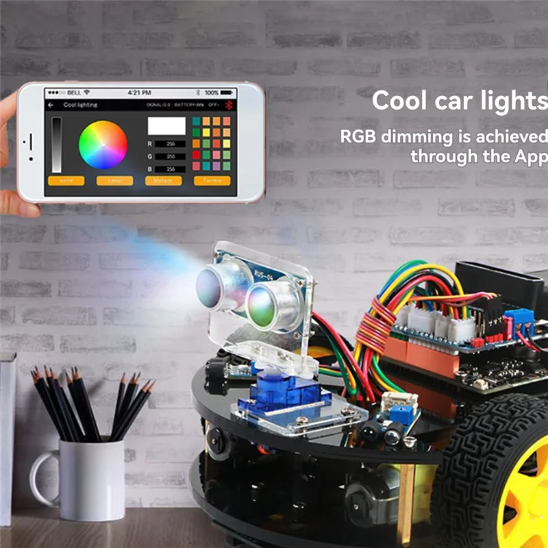 FFYY-RUS-04 وحدة استشعار المسافة بالموجات فوق الصوتية للروبوتات وتجنب العوائق مع ضوء RGB 3-5.5 فولت نطاق الطاقة RUS-04