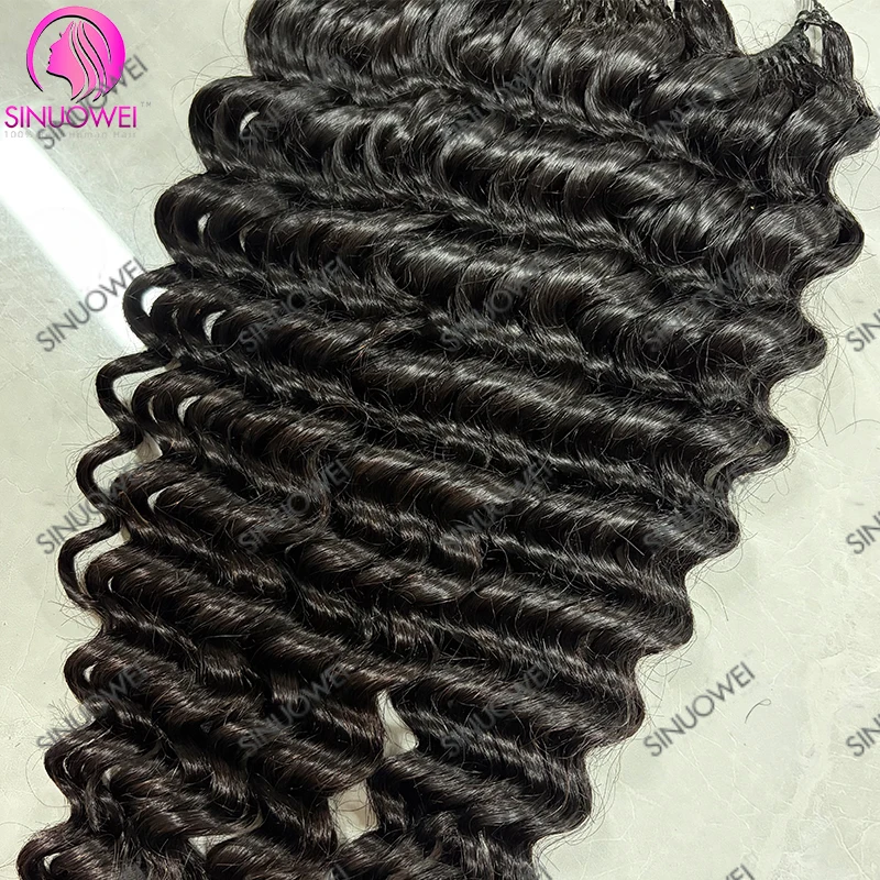 Deep Wave Crochet Human Hair Bundles Boho Braid Hair 100% Remy Pre-Separated Feather Invisible Crochet Hair Extensions For Women image 6