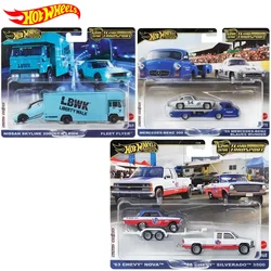 Echte Hot Wheels Car Culture Team Transport Premium Model Chevy Mercedes Benz Nissan Skyline Lbwk Honda 1/64 Jongens Speelgoed Voertuig