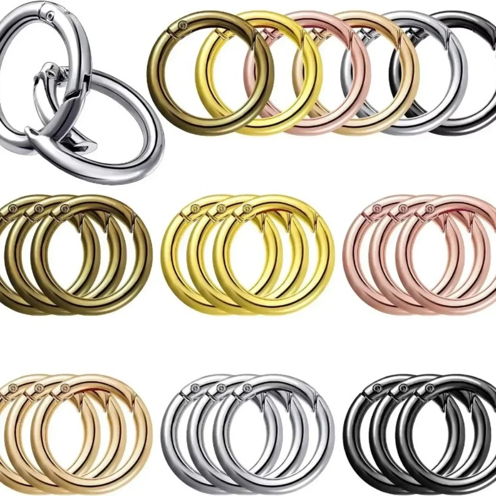 10-30 piezas de cierres de resorte de metal con anillo en O para joyería DIY, mosquetones redondos abribles, clips para llaveros y bolsos, ganchos, conectores de hebillas para cadenas de perro