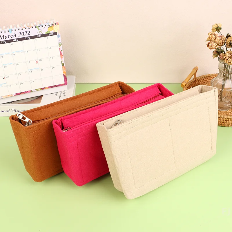 [YUFelt Insert Bag Fits For Cosmetic Bags Handbag Liner Bag Felt Cloth Makeup Bag Support Travel Portable Insert Purse Organizer