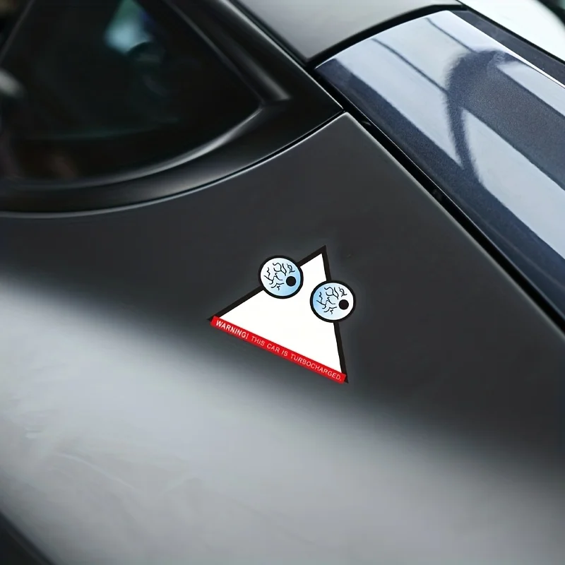 1PC Unique Turbocharged Warning Decal, Brainy Eyes Look, Suitable for Turbo Car, Motorcycle & Racing Gear