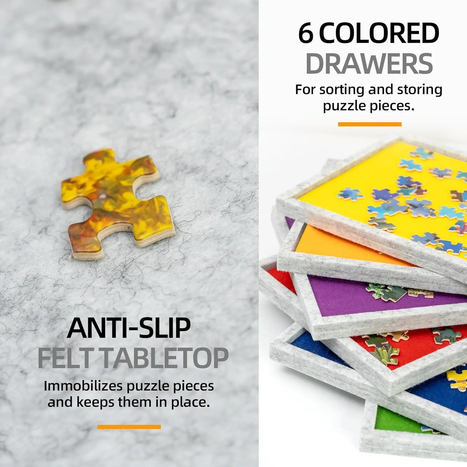 Table de puzzle inclinable et pliable de 2000 pièces avec support et couvercle conçus 2 en 1, plateau de puzzle en feutre léger avec 6 couleurs Dr