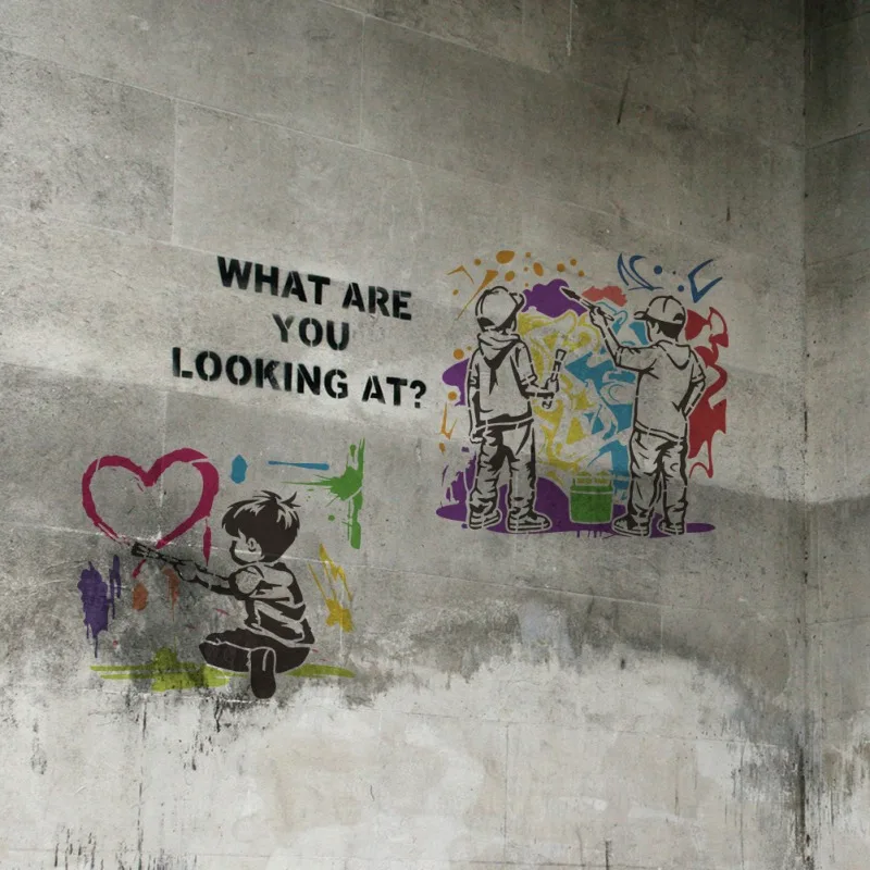 2 szt. Banksy miłość szablony do malowania 11,8x11,8 cala plastikowe PET malowanie ścian Graffiti szablony rysunków wydrążona miłość — zdjęcie 5