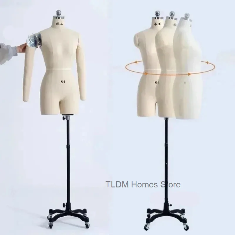 Linen Cover Body Female Mannequins with Legs for Clothing Design Bust Sewing Tailor Mannequin Dress Display Stand Can Pin