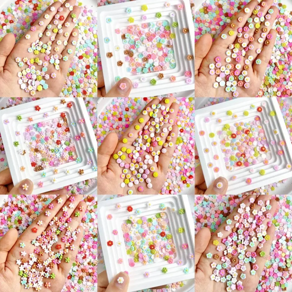 

100Pcs Multiple Style Mini Flower Mixed Nail Art Decoration Colorful Luminous Five-petal Flower Resin Nail Charms DIY Nail Parts