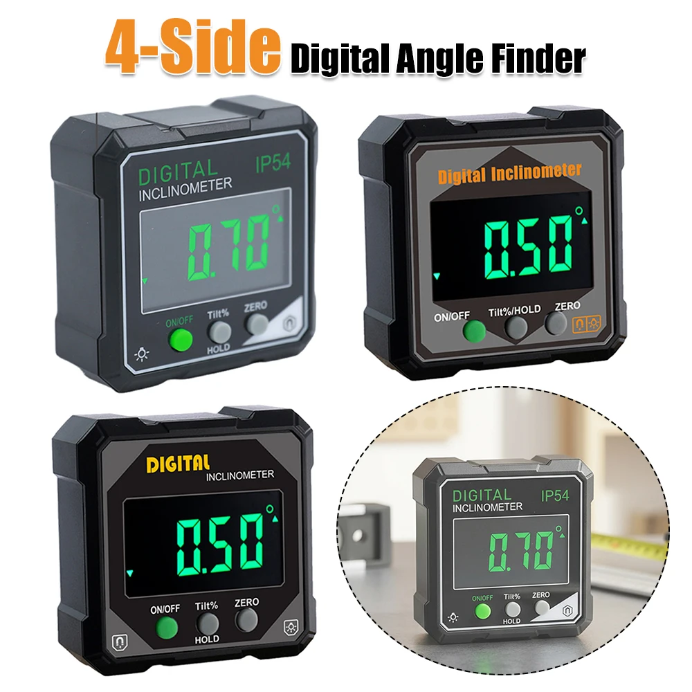 Electronic Cube Inclinometer LED Screen Table Saw Miter Protractor Anti-Slip Precision Level Box Woodworking Measuring Tool