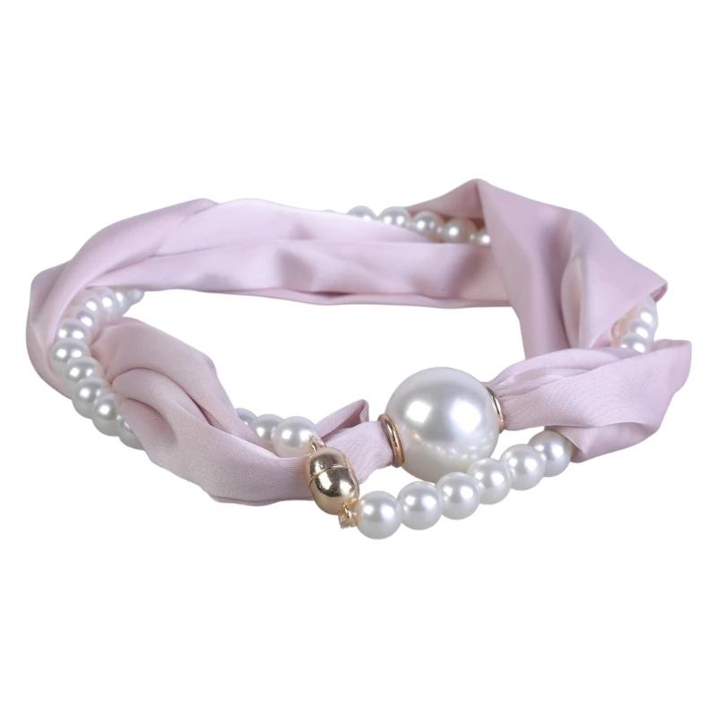 Pearls Decorative Pendant Scarf Suit Thin Female Elegant Scarves Unique Scarf Evening Party Accessory