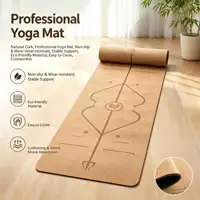 Tapete de Yoga de Corcho Natural y TPE, Antideslizante, Ecológico, 183x61cm, Cojín para Fitness en Casa, Pilates, Entrenamiento Diario, Ejercicio en el Gimnasio