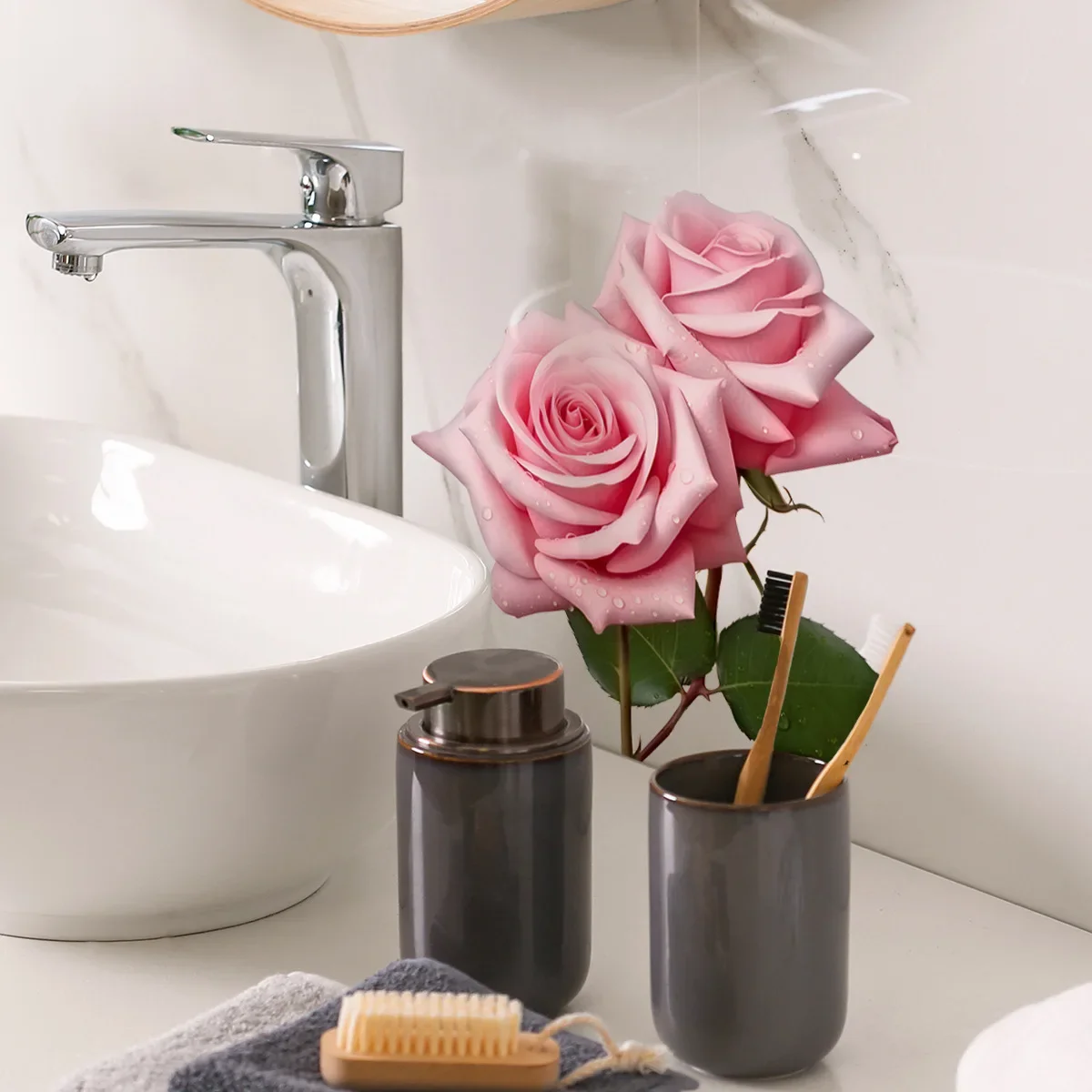 Two creative roses wall sticker double-sided printing visual window sticker glass sticker