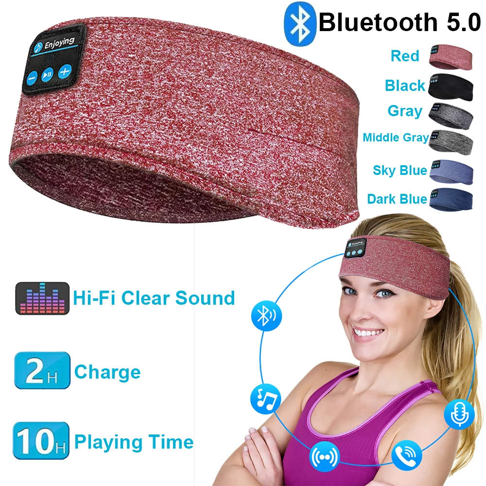 Casque de sport sans fil, écouteurs de musique, bande de sauna pour dormir, masque pour les yeux élastique doux et confortable, téléphone de sauna