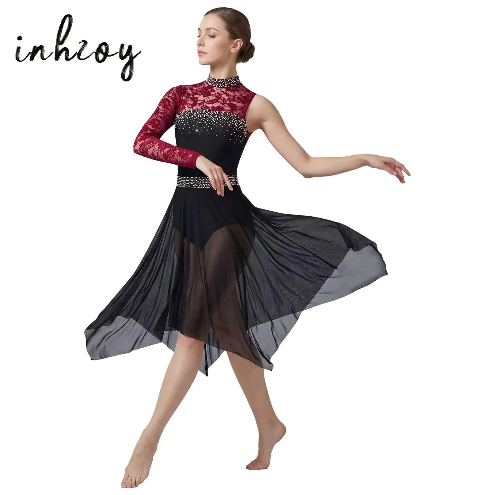 

Women Modern Dance Waltz Dress Gymnastics Figure Skating Ballet Lyrical Dance Performance Costume Contemporary Classical Clothes