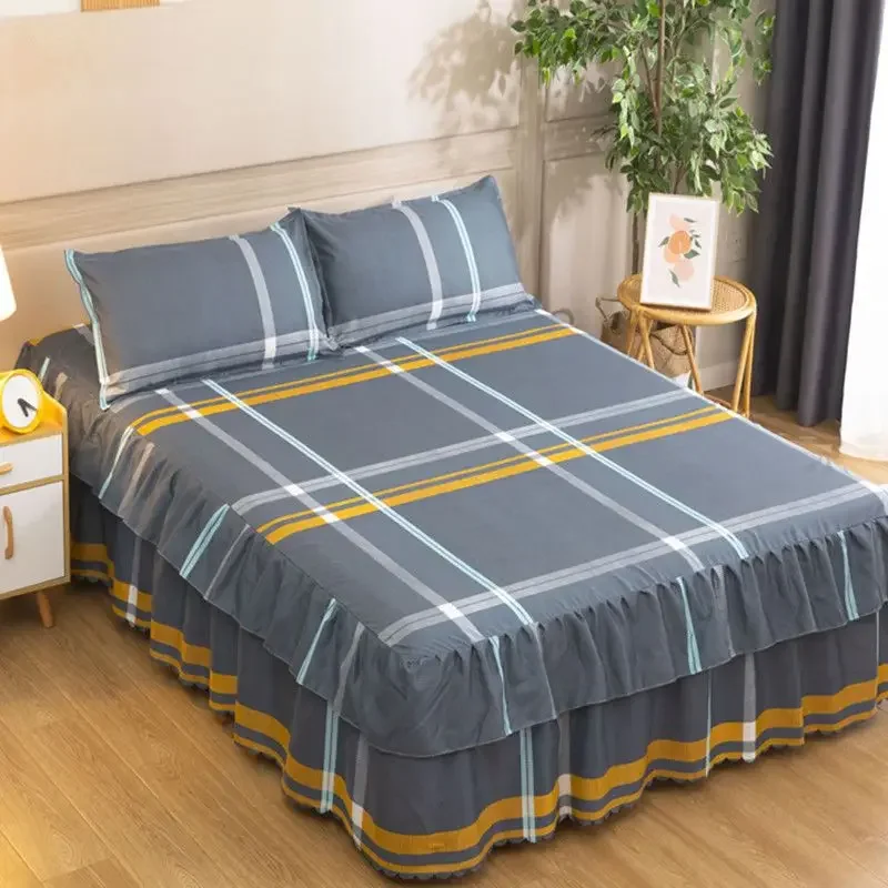 Bedroom Flat Sheets Bed Printed Fashion Modern Queen King Size Washed Cotton Comfortable Bedding Mattress Cover Bedspread New