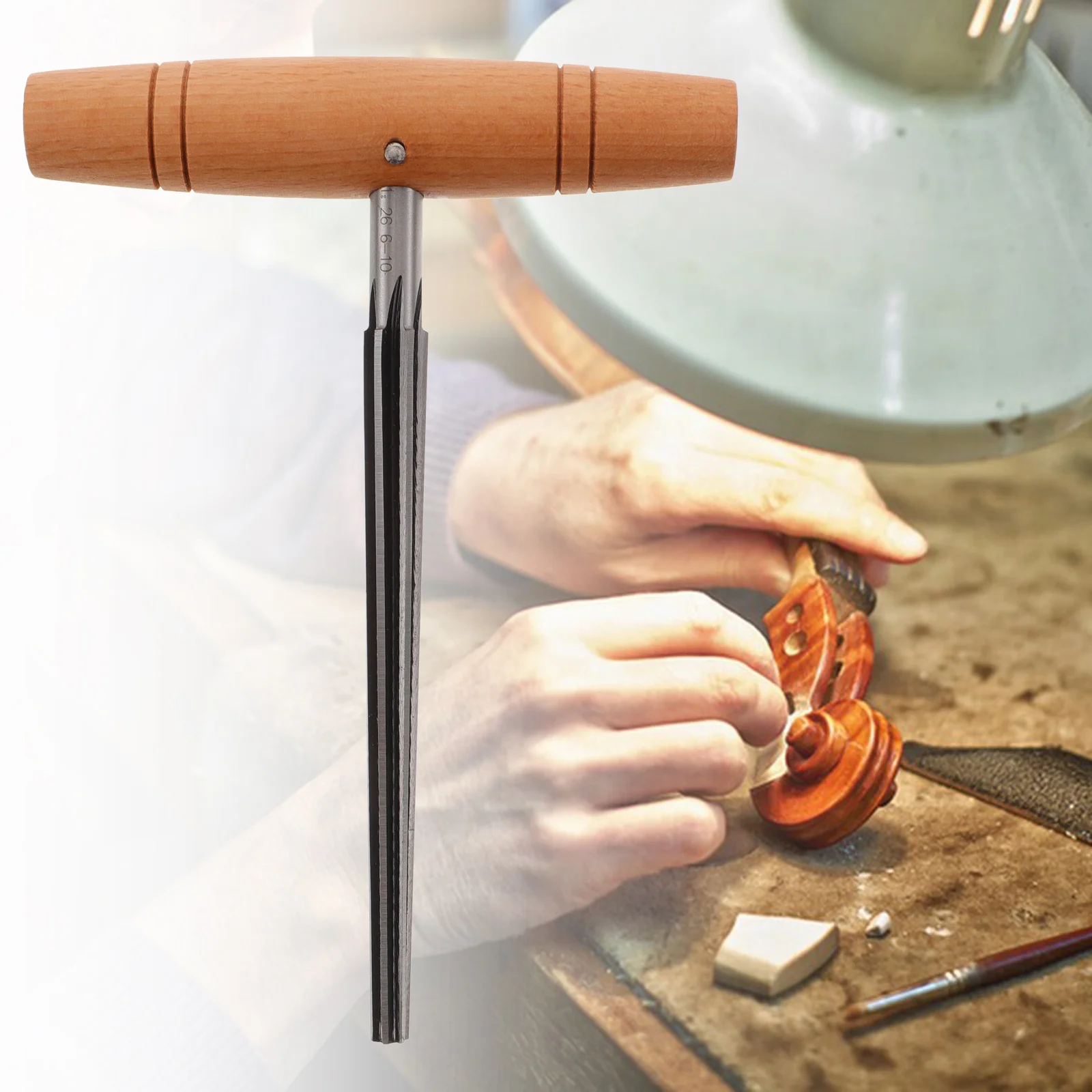 

Peghole Reamer Premium Steel Wooden Handle Enlarging Holes for Guitar Violin Peg Shaper Peghole Reamer Peg Shapers