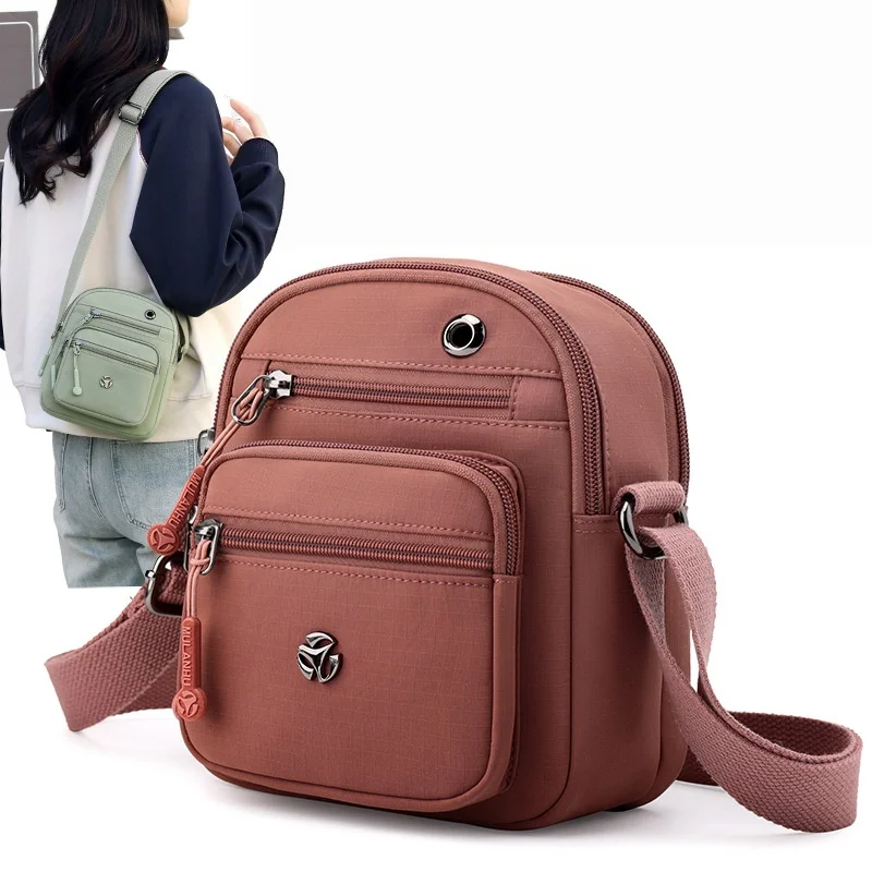 Women Crossbody Bag Multi Pockets Small Square Shoulder Bag With Earphone Hole Casual Versatile Portable Daily Commute Handbag