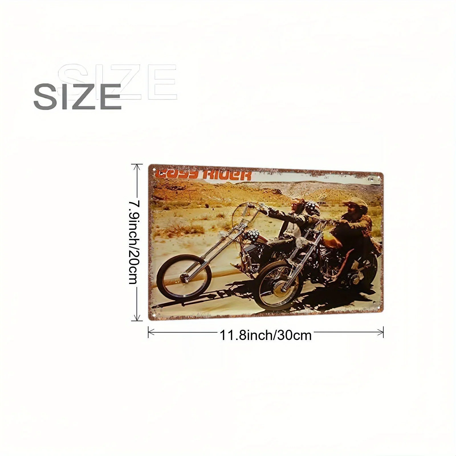 2D Flat Vintage Easy Rider Aluminum Sign 20.32x30.48cm Chopper Motorcycle Wall Decor & Biker Gift