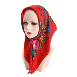 Women's Russian Floral Printed Bandana Scarf Square Handkerchief Headband Scarves Ethnic Shawl Female Foulard Babushka Scarf