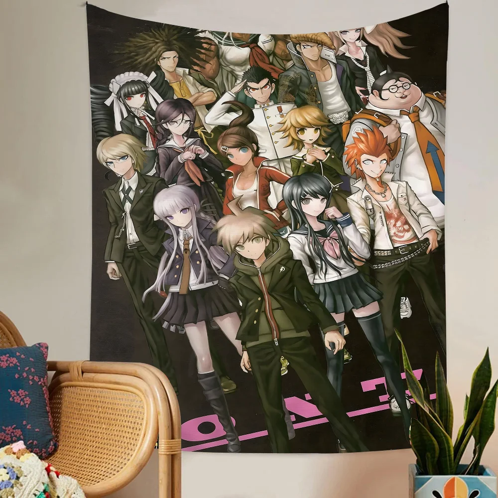 نسيج مخطط ألعاب الرسوم المتحركة الكلاسيكية Danganronpa - يعمل كديكور لغرفة المعيشة/المنزل/النوم، يناسب المساحات المنزلية ذات التركيز الفني