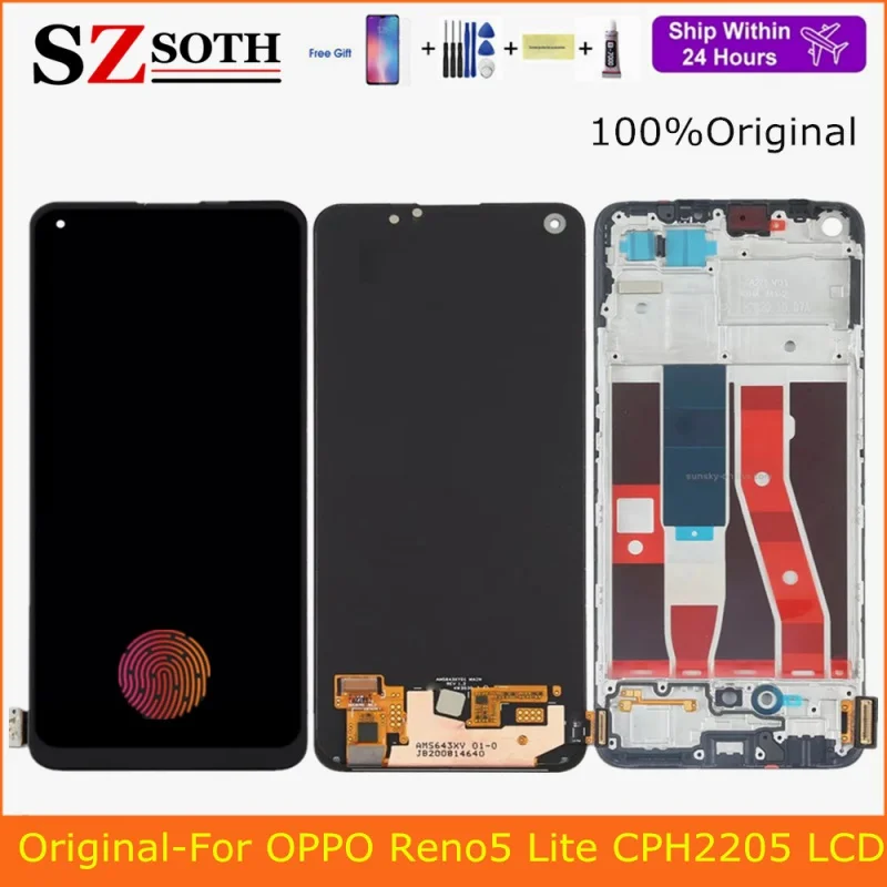 6.43inch Original Display For OPPO Reno5 Lite CPH2205 LCD Touch Screen Replacement Digitizer Assembly For OPPO Reno 5 Lite LCD