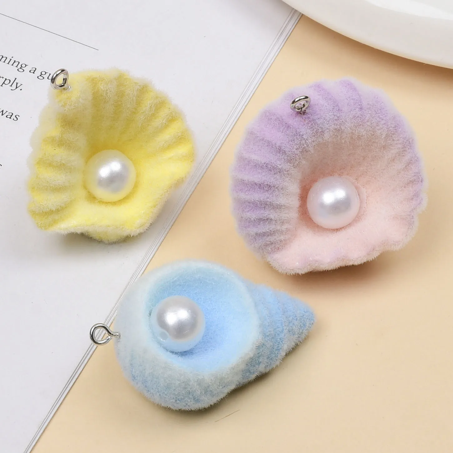 

10Pcs Resin Flocking Conch Shell Charms Pendants for DIY Earrings Necklace Jewelry Wholesale of Accessories and Materials