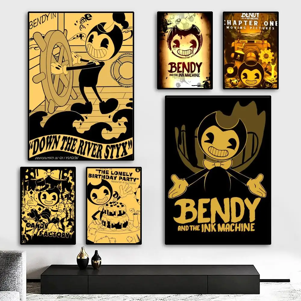 Bendy and the Ink Machine Painting Calligraphy HD Canvas Poster living room bedroom bar aesthetic decoration