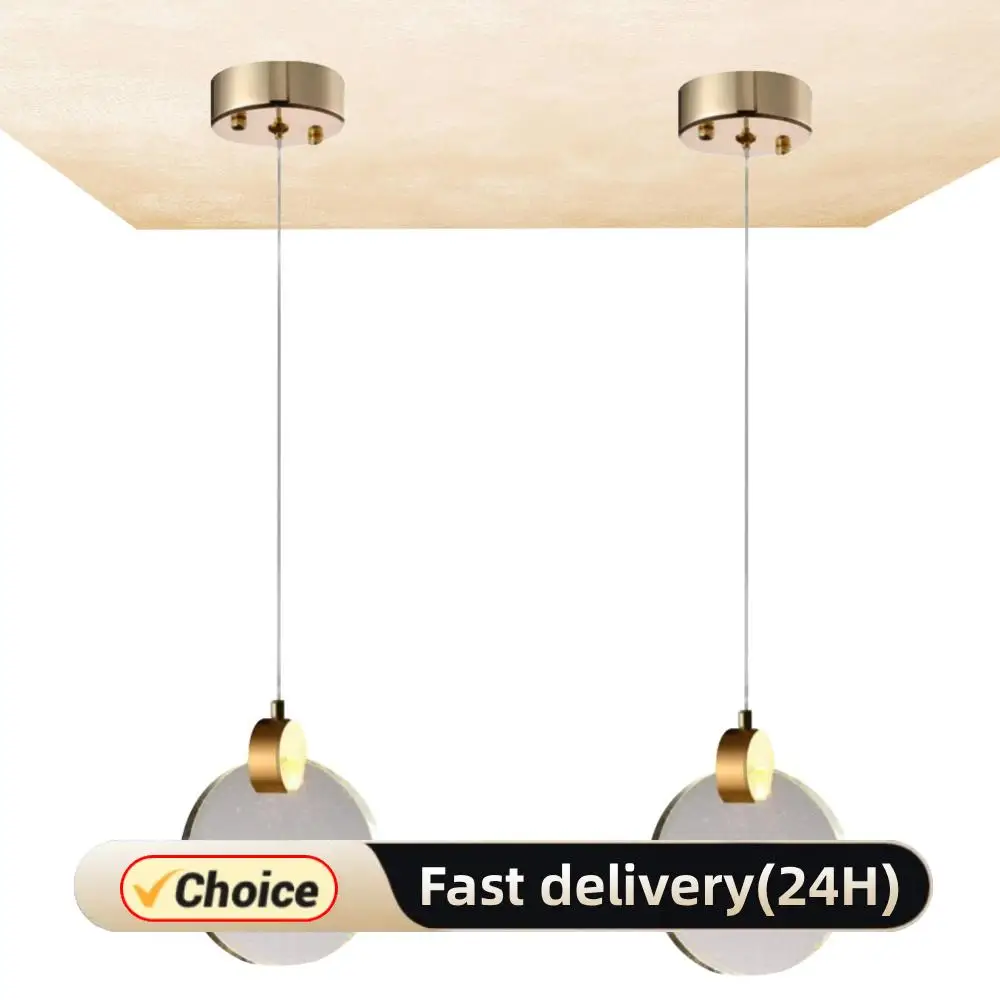 

Modern LED Pendant Light Crystal Hanging Light Gold Circular Pendant Light Chandelier Long Hanging Light for Kitchen Bedroom