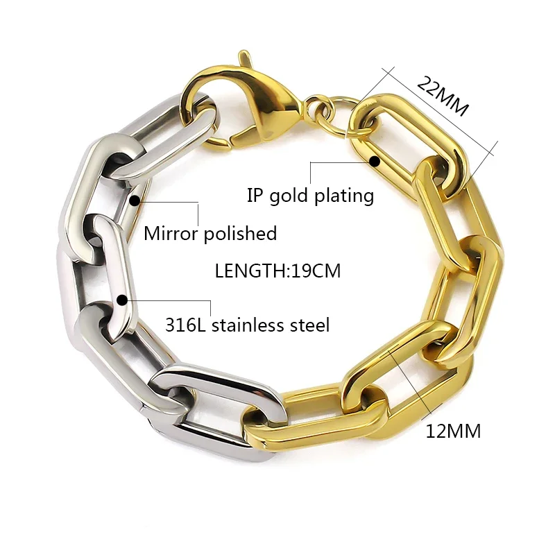 Silver Mixed Gold Color Chain Necklace Punk Chain Choker Necklaces Collar Statement Hip Hop Big Chunky Stainless steel collar