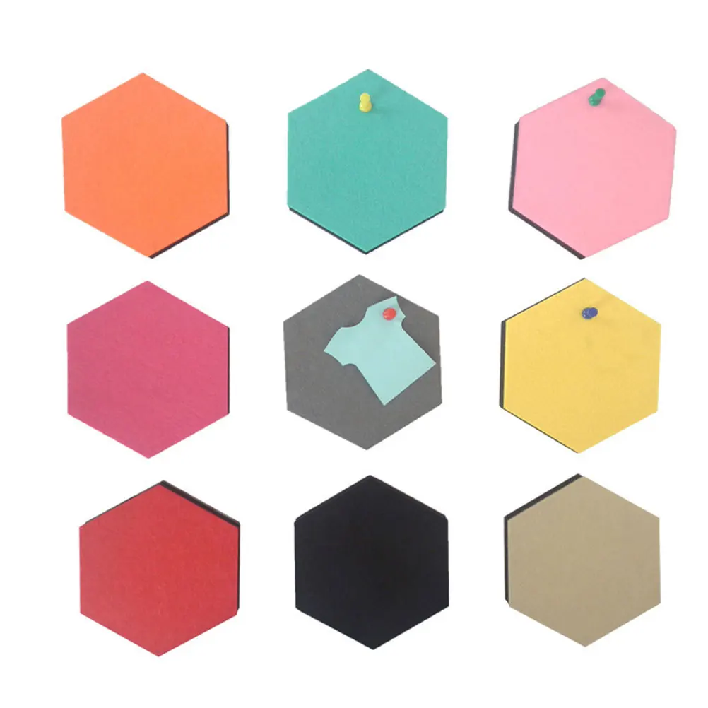 6Pcs Solid Black Hexagon Wall Sticker Easy to Operate DIY Message Board for Home Office Decoration Wall Sticker
