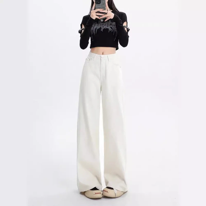 

Narrow Wide-Leg Jeans for Women Spring Autumn 2024 New Loose Slimming Casual Versatile Straight-Leg Floor-Length Pants