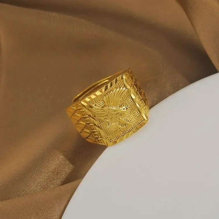 Echte 100% 18 Karat Gold Farbe Adler Ring für Männer Bruder Frauen Schmuck offene Verlobung Hochzeit Fingerring