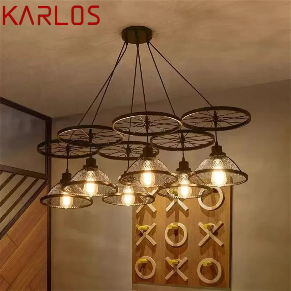 KARLOS American Retro Pendent Lamp Industrial Wind Living Room Restaurant Loft Clothing Store Cafe Bar Box Homestay Chandelier