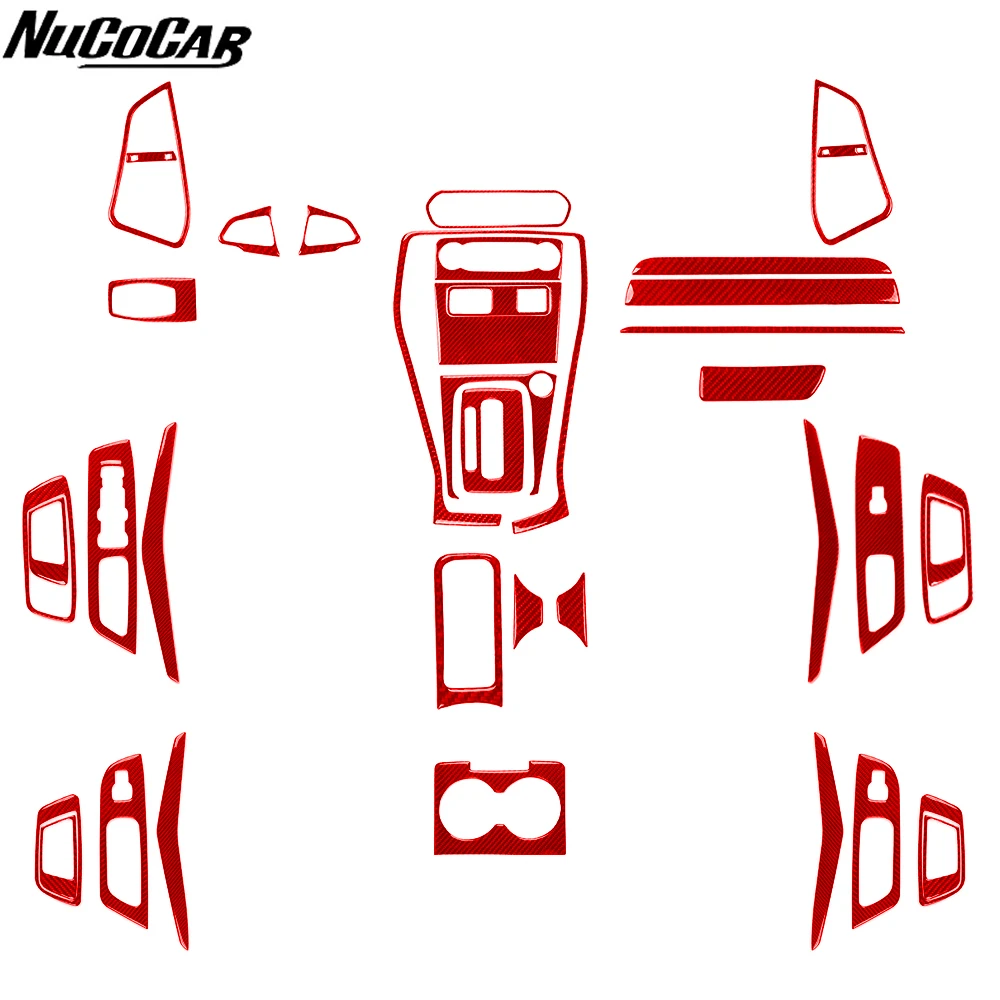 For Ford EcoSport 2018-2025 Red Carbon Fiber Central radio AC CD shifter storage door panel Car Accessories Decorative Stickers