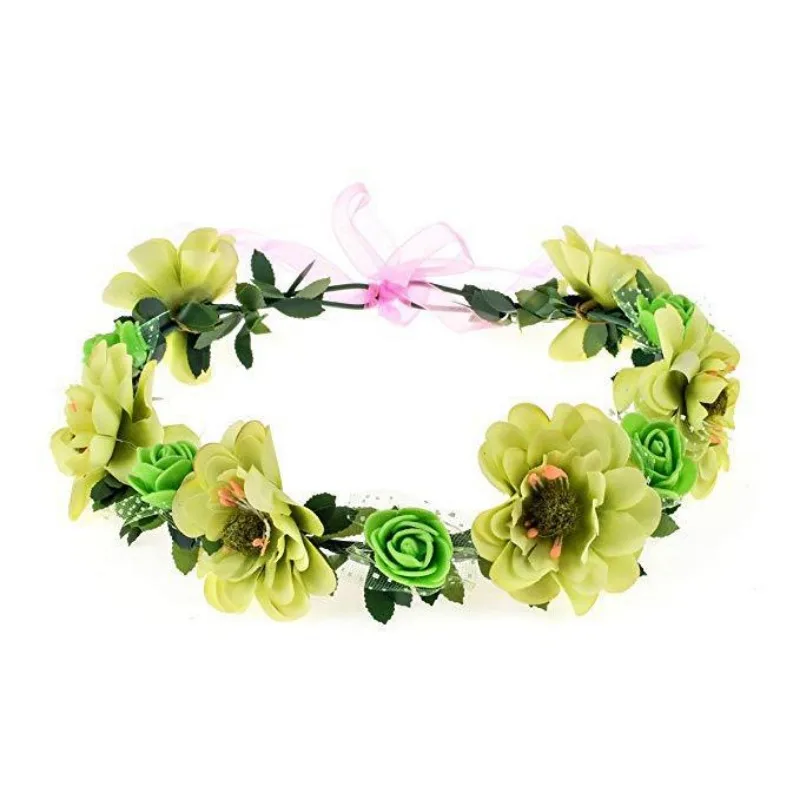 New Disney Moana Garland Green Wreath Women Girl Hair Accessories Floral Hoop Headwear Beach Wedding Party Supplies Flower Crown