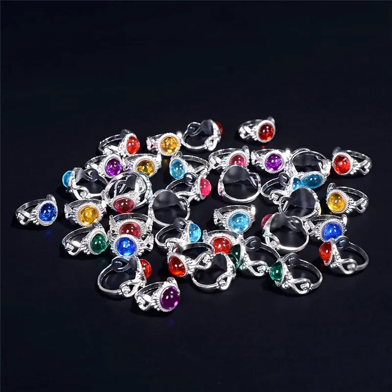 10Pcs Mixed Colors Resin Crystal Children Rings Mix Sizes Colorful Kids Finger Ring Jewelry Party Gifts