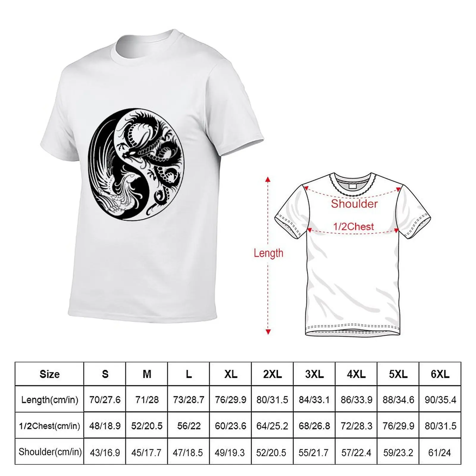 Dragon Phoenix ying yang T-Shirt t shirts for man cotton soft t shirts for man graphic tees T-Shirt
