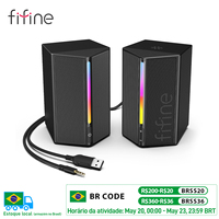 FIFINE Gaming Sound Box with Stereo Surround Sound, USB RGB Speaker with Vol Control for PC,Lattop,PS4/5,TV-Ampligame A20
